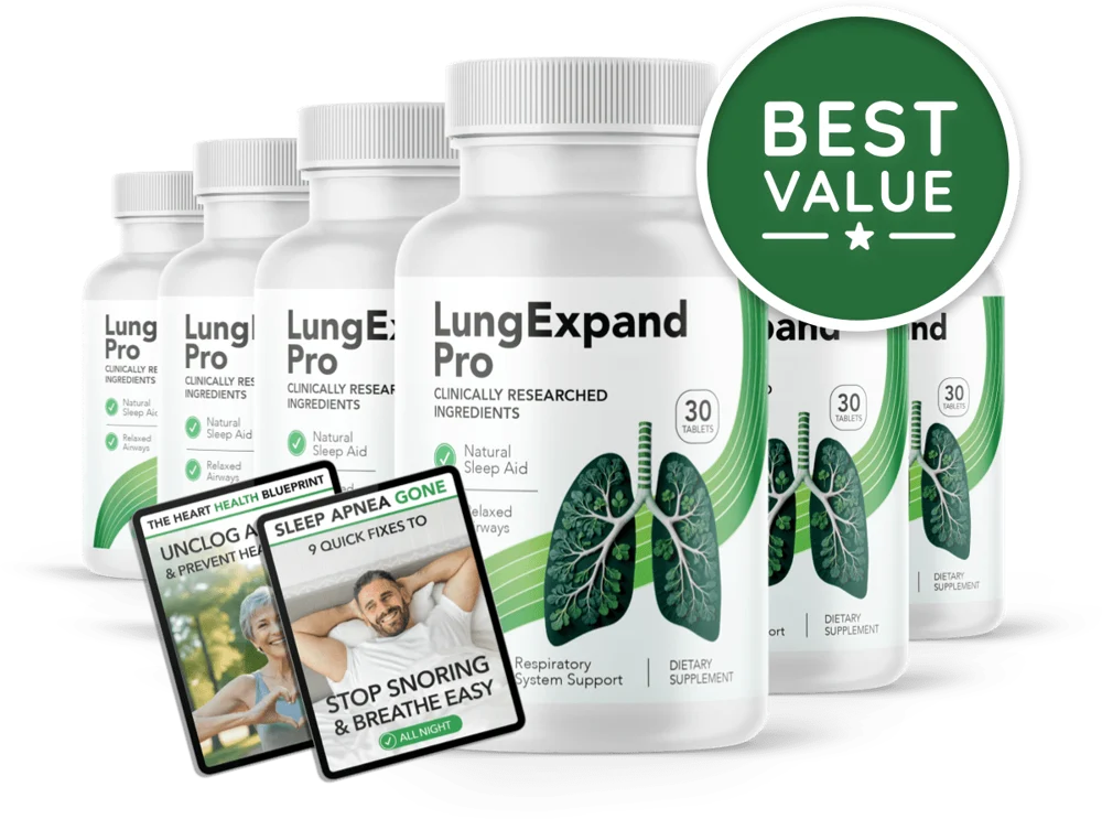 LungExpand Pro 6 bottles best value package with 2 free bonuses